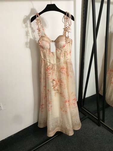 New Elegant Temperament Fairy Flower Print Tube Top Waist Strap Dress - Picture 1 of 5