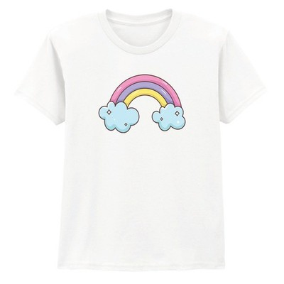 Kawaii Pastell Regenbogen Mädchen T-Shirt Wolken Geburtstag Geschenk für Tochter