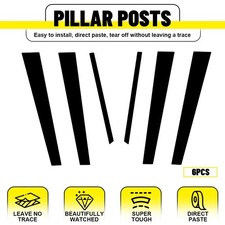 6x Pillar Posts Door Window Trim Covers Glossy Black Fits 2001 02-06 Lexus LS430