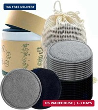 28 Pack Reusable Cotton Rounds with Washable Laundry Bag and Round Box Travel Es