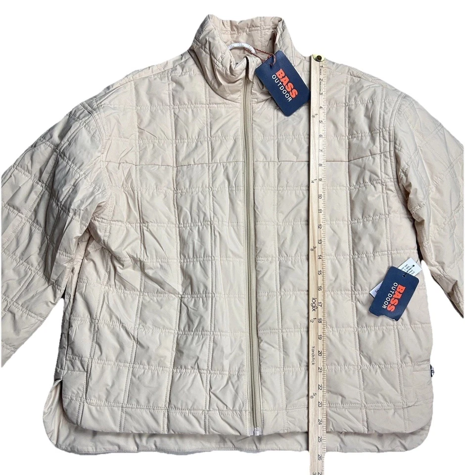 New Bass Outdoor Women’s Puffer Jacket Size S Solid Pockets Full Zip Beige Kelp - Image 4 of 4