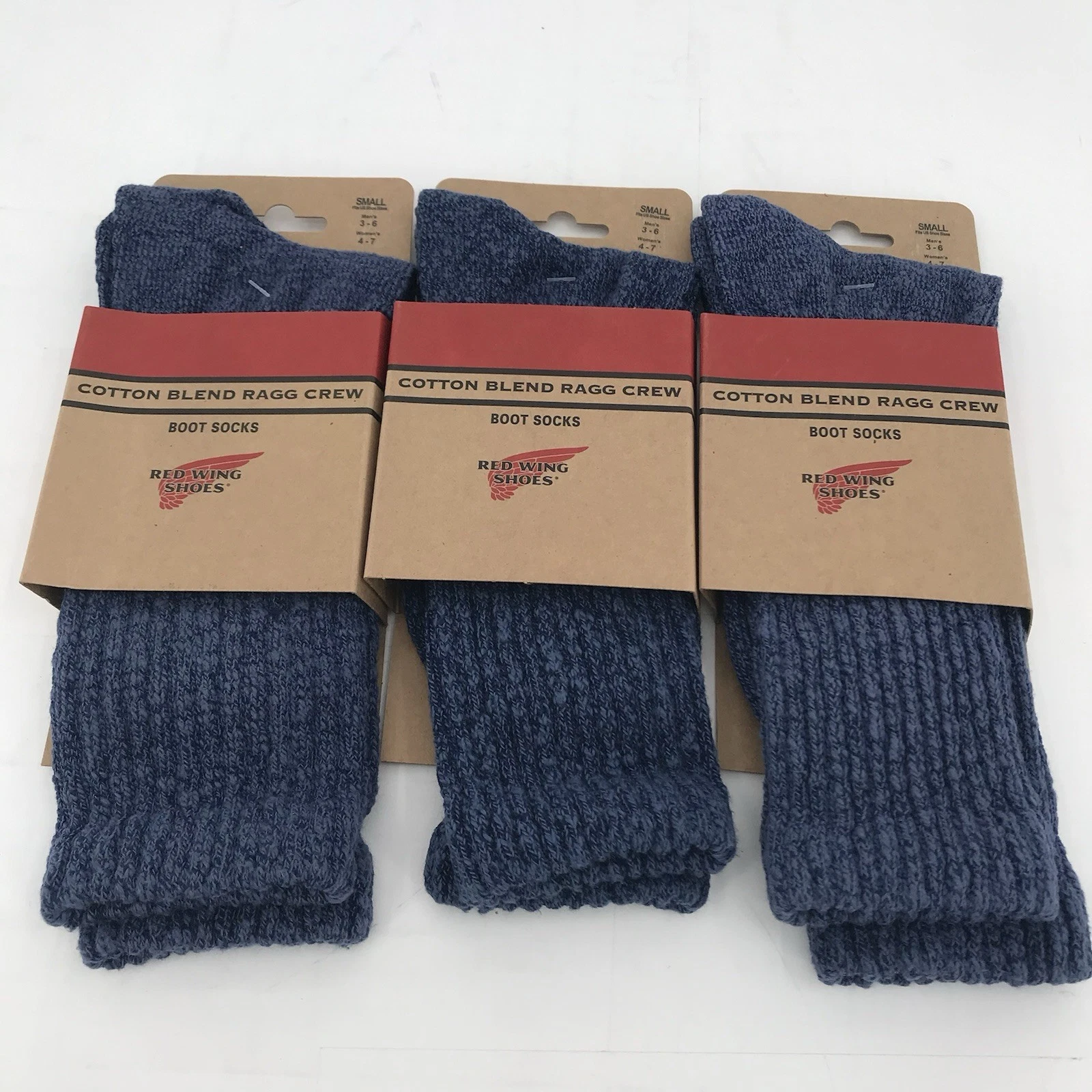 Red Wing Shoes Cotton Blend Ragg Crew Boot Socks Women’s Size 4-7 Mens 3-6 Blue