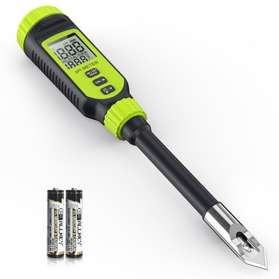 Soil pH Meter, Digital Soil Tester with Sensitive Probe and LCD, Zinc Alloy P...