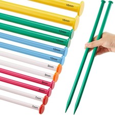 12 Pcs Plastic Knitting Needles Set for Beginner, 15.75 Inch Long Straight 7m...