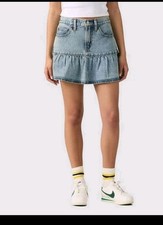 Levi Women Flounce Denim Mini Skirt Nwt Size 27