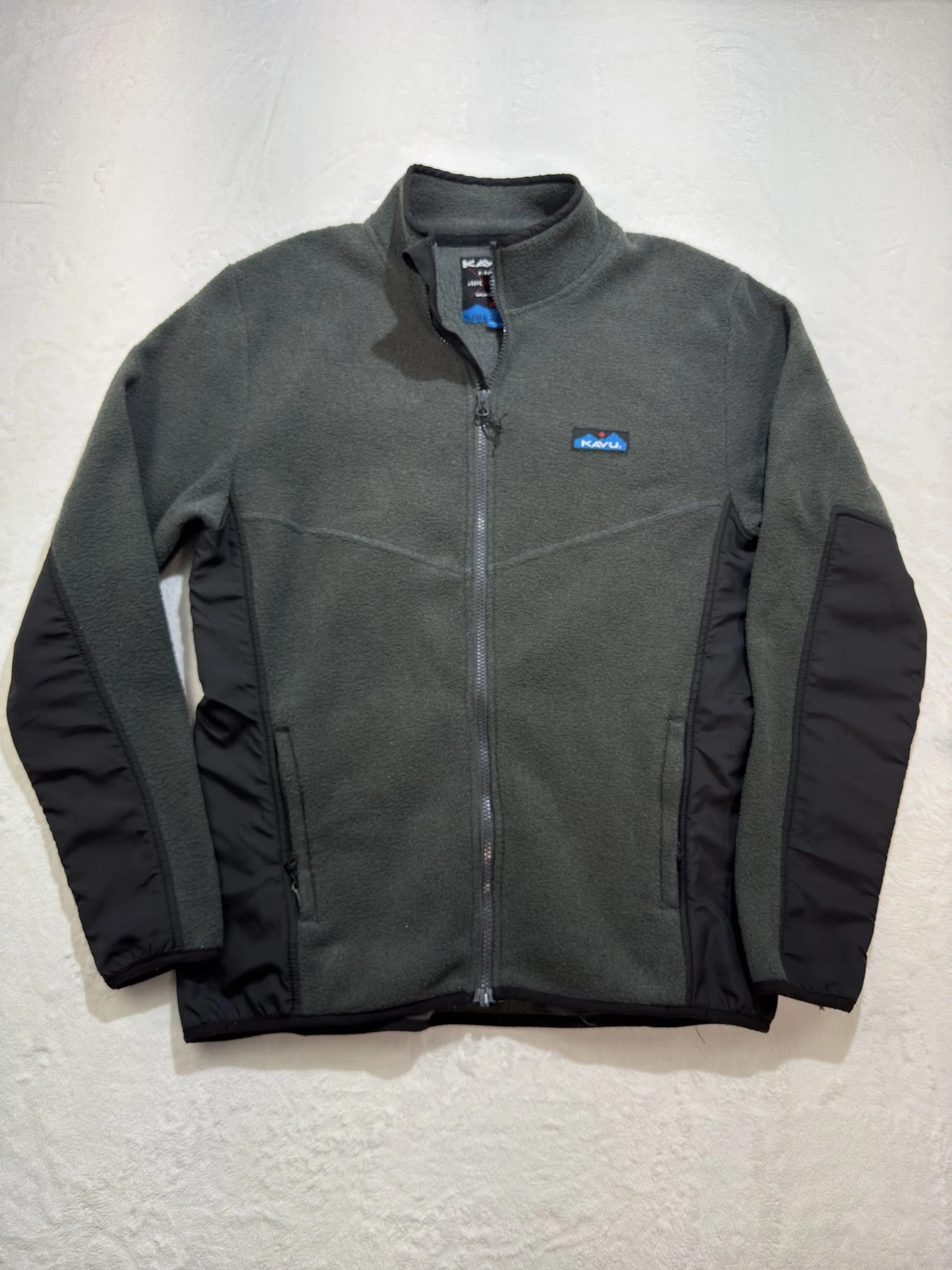 KAVU Jacket Mens Small Green Fleece Full Zip Outdoor Hiking Windbreaker Pockets