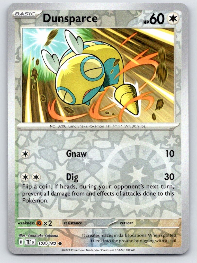 2024 POKEMON DUNSPARCE TEMPORAL FORCES 128/162 REVERSE HOLO C NM A70370 FREE S&H