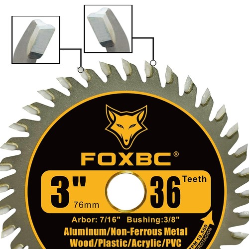 FOXBC 3 Inch Carbide Circular Saw Blade 24 Tooth, 36 Tooth for Wood, Yellow - 第 5/5 張圖片