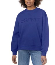 NWT Esprit Women's Logo Fleece Crewneck Sweatshirt Embroidered 80s Retro