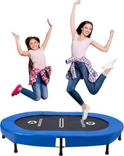 Welmotive Foldable Oval Indoor Trampoline for 2, Quiet Rebounder with 40 Springs