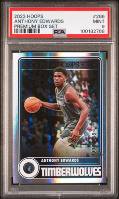2023 2023-24 Panini Hoops Anthony Edwards #266 PREMIUM BOX SET /199, PSA 9 POP 4