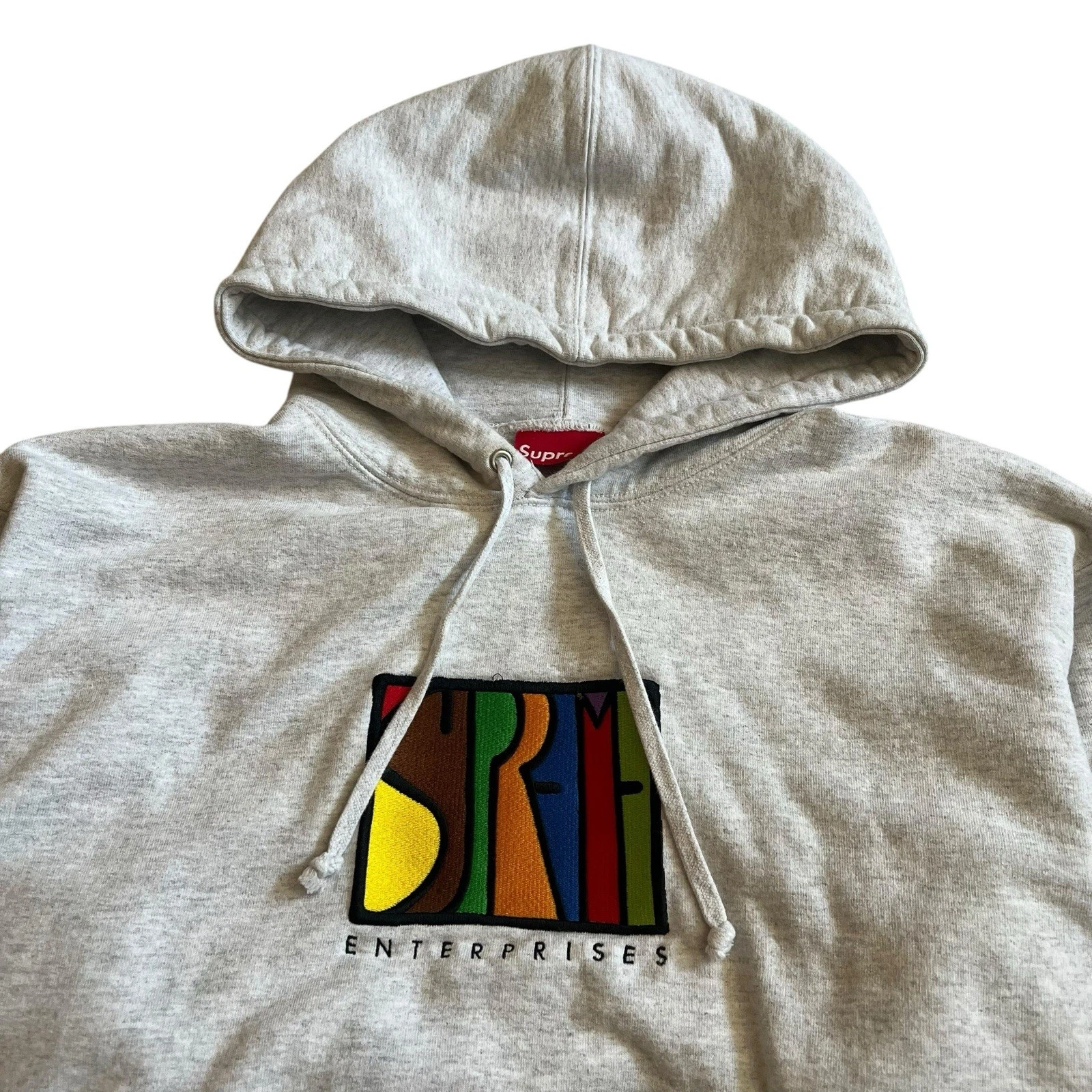 Supreme Enterprises Felpa con Cappuccio Uomo Large FW20 Grigio Ricamato Skate