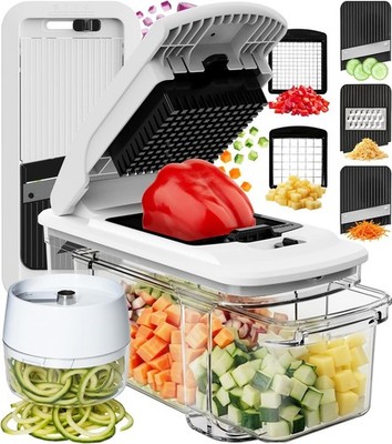 Stylish Black & White 6-in-1 Vegetable Spiralizer & Slicer for Modern Kitchens