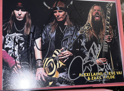 Zakk Wylde, Alexi Laiho, Steve Vai photograph autographed signed