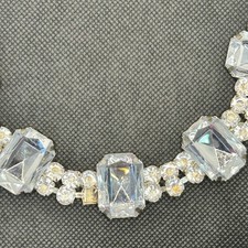 Crystal Rhinestone Choker Necklace Silver Tone Statement jewelry 14 inch