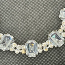 Crystal Rhinestone Choker Necklace Silver Tone Statement jewelry 14 inch