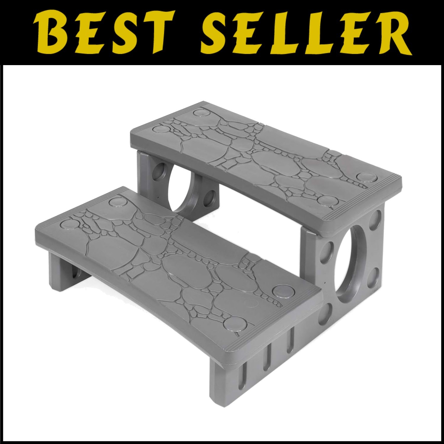 Lightweight 2-Step Gray Stool for Pools Campers Patios Stable & Versatile