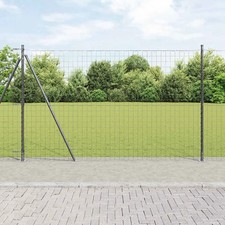 WALPLUS Grey Steel Fence with Posts 1.6 x 10 m Tall Barrier