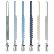 TenderBabe Silicone Pacifier Clip for Baby Boys and Girls, Pack of 6 Soft Fle...