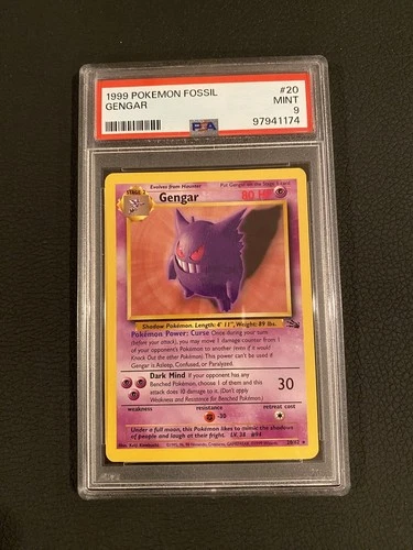 Vintage 1999 Pokemon Fossil GENGAR #20: PSA 9 MINT!  Free Shipping!!