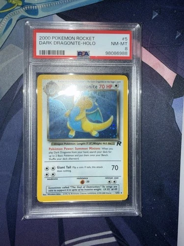 Pokemon 2000 Team Rocket Dark Dragonite Holo Rare 5/82 PSA 8 NM-MT Near Mint