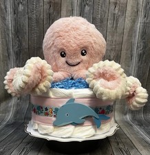 Octopus Baby Diaper Cake Shower Gift Centerpiece Newborn Present Under The Sea