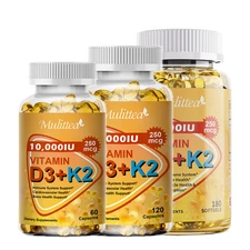 Vitamin D3 10000 IU w/Virgin Coconut MCT Oil - 200 mcg MK7 Vitamin K2, Non-GMO