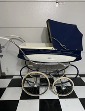 1950’s Vintage Pedigree Coach-Built Pram – Classic Navy & Cream Baby Carriage 