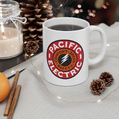 #ad Pacific Electric Railway 2 Sides 11oz Coffee Tea White Mug $16.46