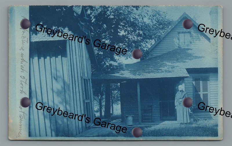 RPPC Sad Message! Alone Grandmother NORTH SALEM IN Cyanotype Real Photo Postcard