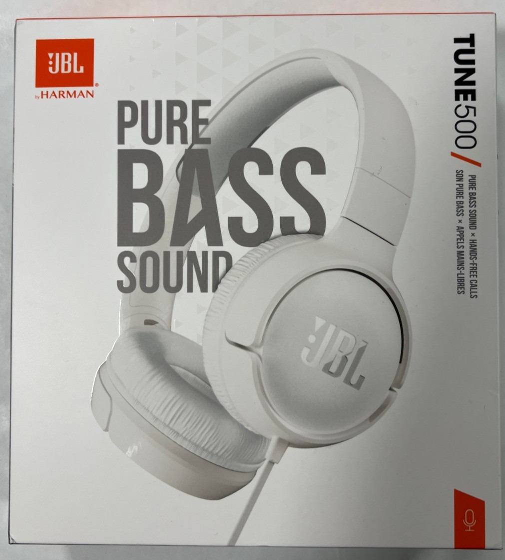JBL Harman Tune 500 On-Ear  Wired Headphones White USED