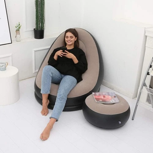 Silla inflable con otomana flocada ligera portátil sofá de aire interior y - Foto 7 de 7