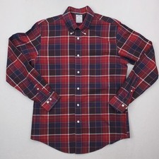 Brooks Brothers Shirt Mens Medium Red Blue Plaid Button Down Regent Windowpane