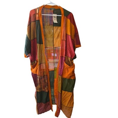 Kathmandu Imports Duster Cardigan OS Womens Short Sleeve Patchwork Lagan Look 