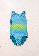 CUTE GK ELITE Gymnastics Dance Leotard Child Medium CM Easter Pastel POLKA DOTS