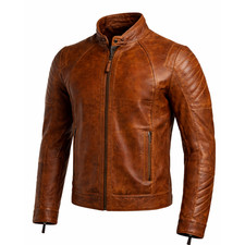 CHIIVANI LONDON Vintage Café Racer Brown Real Leather Jacket for Men Casual Wear