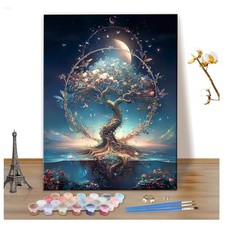 Malen Nach Zahlen Set - Lebensbaum auf Leinwand 40x50cm mit Pinseln