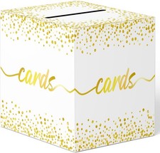 White Gold Card Box Wedding Card Box Graduation Card Box 9.1" Large Gift Card