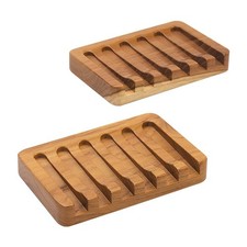 Wooden Soap Dish 2pcs by HTB, Natural Teak Wood Soap Holder, Soap container f...