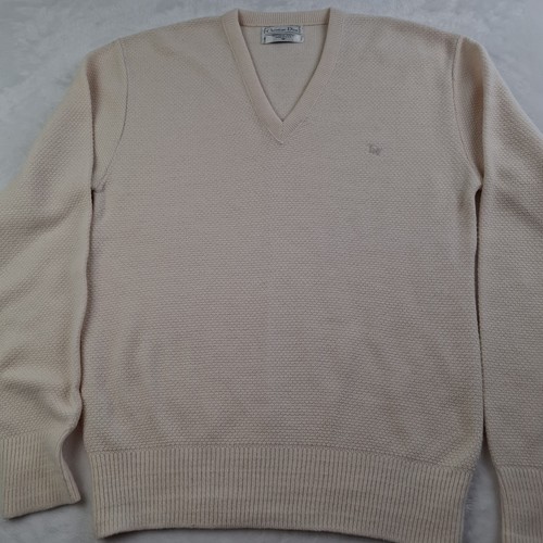 Christian Dior Monsieur, Vtg Men Christian Dior Monsieur Acrylic V Neck Sweater Sz M (Made in USA)
