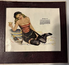 1950 ESQUIRE GIRL LEATHERETTE DESK CALENDAR 12 Months