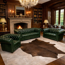 Chesterfield  3+2+1  Leder Garnitur Leder A1sp100 ecko GEFALTET