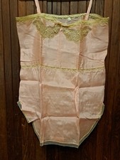 Vintage 1920s Pink Satin Step-In Teddy Camiknicker Lace Boudoir Lingerie 40 NOS