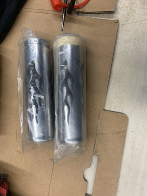 NEW OEM BIG DOG MOTORCYCLES FLAMES HAND GRIP SET 2004-2011