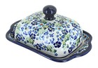 Blue Rose Polish Pottery Vintage Violet Square Butter Dish