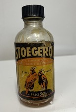 Vintage Stoegerol Gun Oil & Solvent Glass Bottle Paper Label Advertising Gun Oil