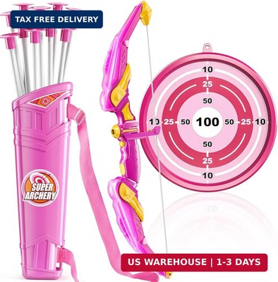 TEMI Bow and Arrow Set for Kids - Archery Toy Set - LED Light Up with Suction Cu