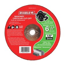 Diablo DBD065125L01C Aluminum Oxide Masonry Circular Cut Off Disc 6-1/2 Dia. in.