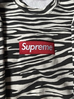 Supreme Box Logo Crewneck Zebra Pattern Size M Authentic | eBay
