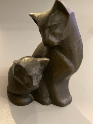 Gee & Tee Katzen Figur bronziert Kaltguss Figuren Original von Rebecca Back